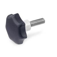GN 6336.5 Star Knob Plastic with Protruding Stainless Steel Bushing